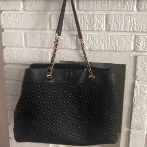 Tory Burch Fleming Triple Compartment Leather Tote